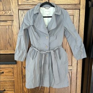 Banana Republic‎ Gorgeous Grey Long Belted Trench Coat Rain Jacket Coat Small